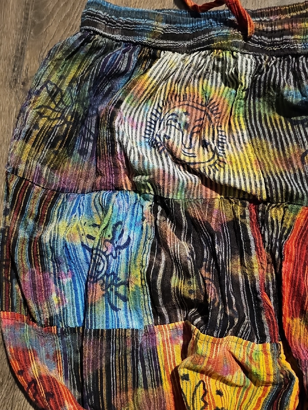 Boho Patchwork Hippie Harem Jogger Pants - Multicolor - Picture 4 of 8
